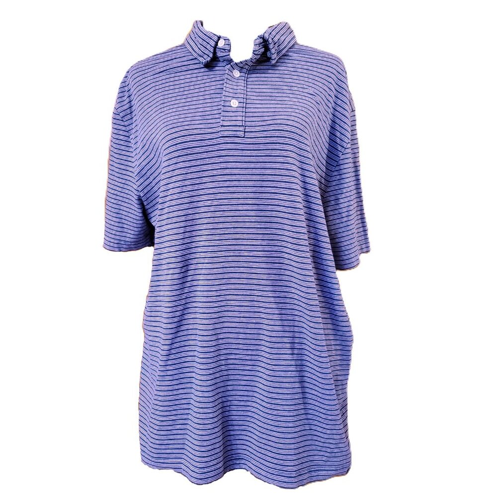 Faherty Movement Polo Shirt Pima Cotton Men's Size XL Blue Stripe Preppy Golf